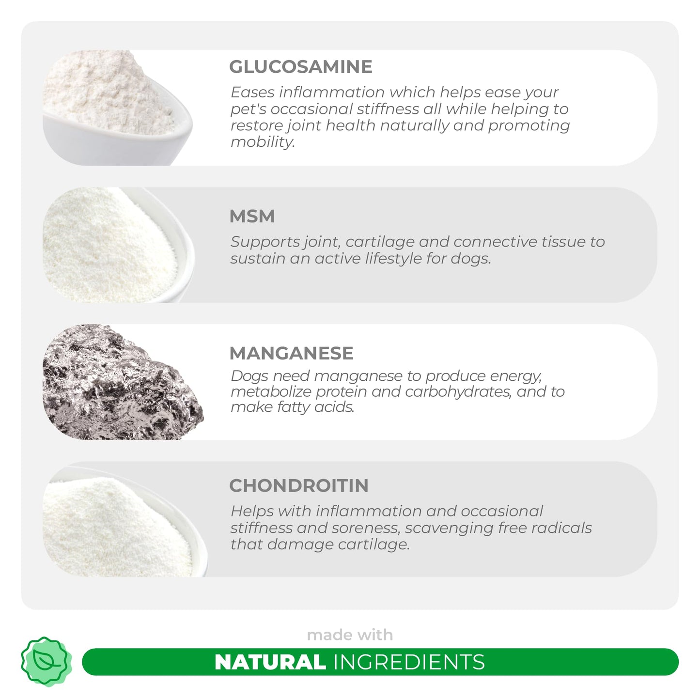 Joint Supplement for Dogs - 120 Chewable Tablets - with Glucosamine, Chondroitin, MSM and Manganese for Hip, Tissue, and Mobility Support, Dog Joint Pain Relief