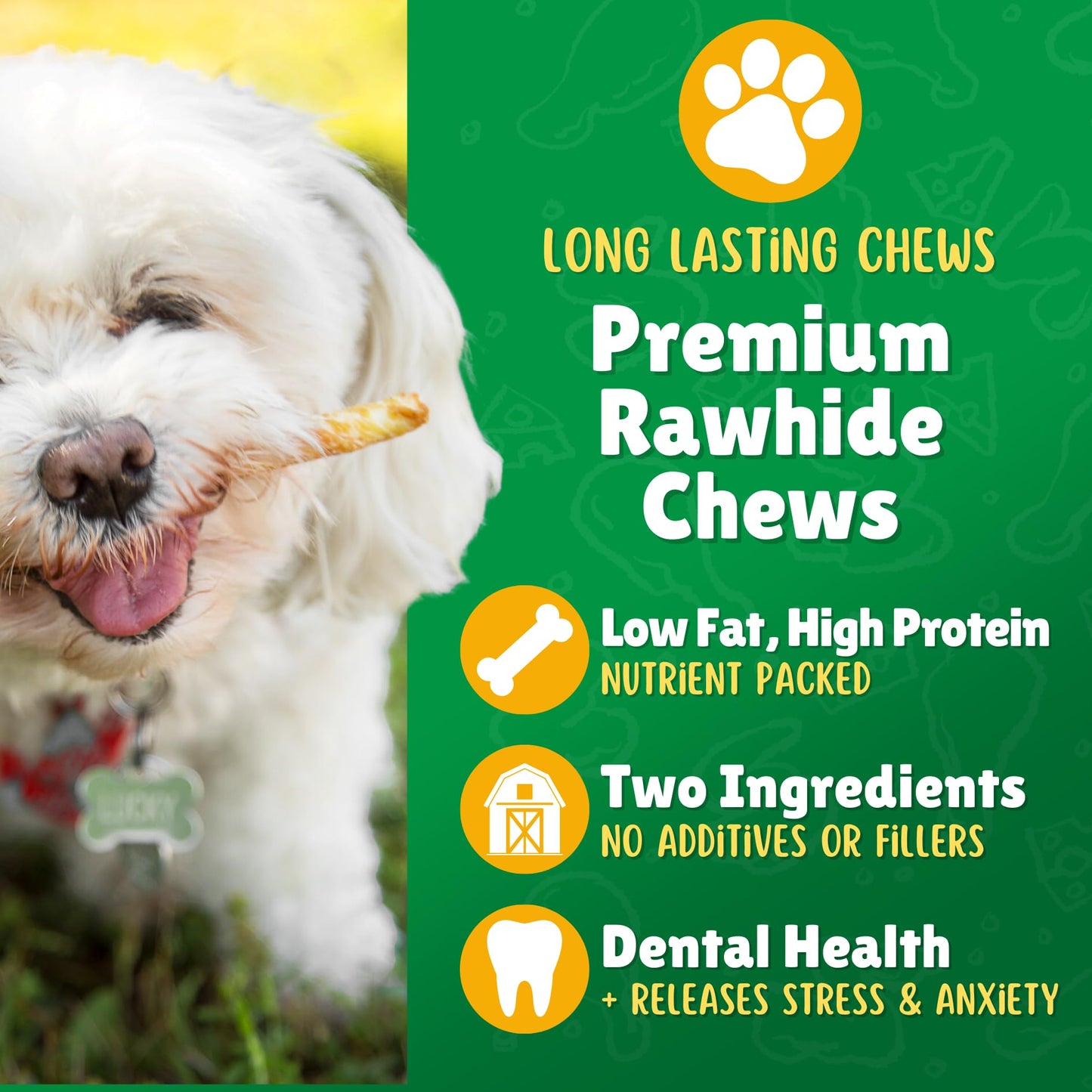 Chicken Basted Rawhide Twist Sticks Dog Treats – 25ct. Premium Rawhide Chew Sticks – Long Lasting Chicken Flavored Chews for Small Dogs Made in USA with Natural Beef Hide