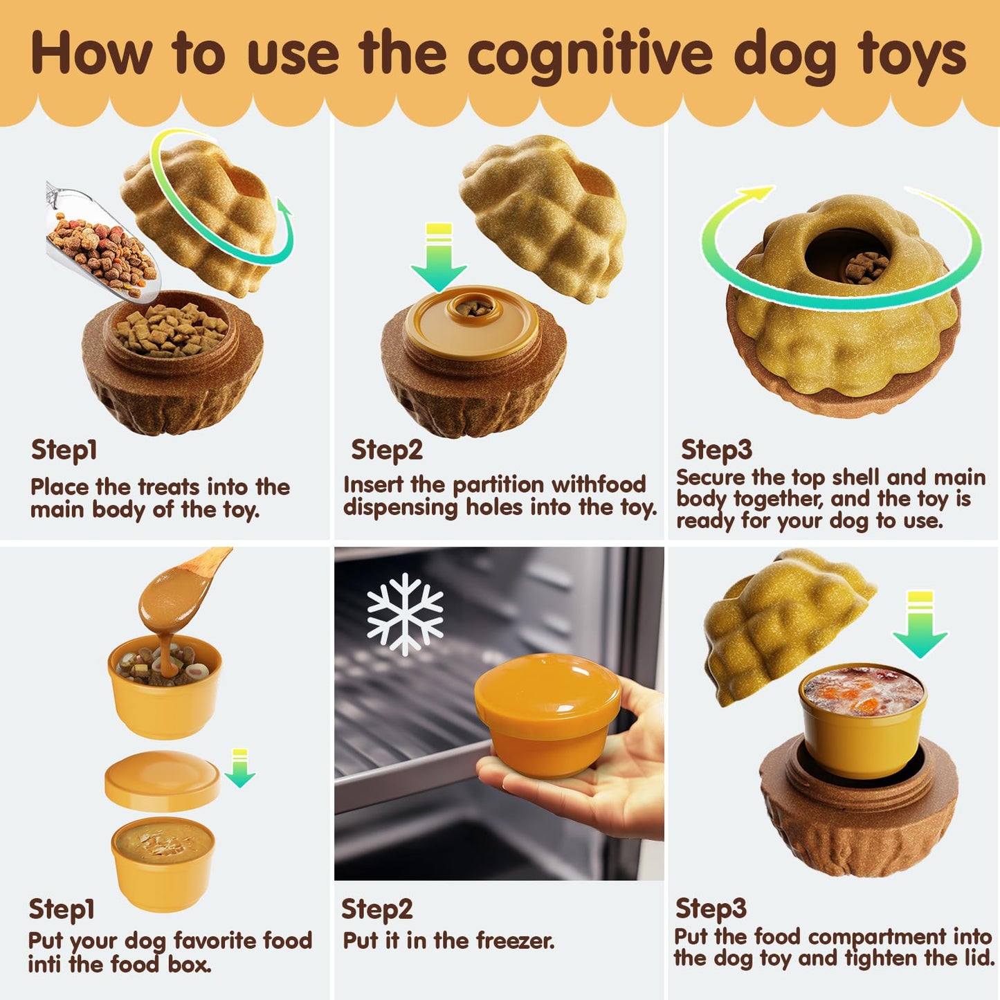 Cysfakun Freezable Dog Chew Toy, Long-Lasting Rubber Treat Dispenser for Aggressive Chewers, Interactive Dental Toy with Frozen Treat Holder, Easy to Clean,Anxiety Relief