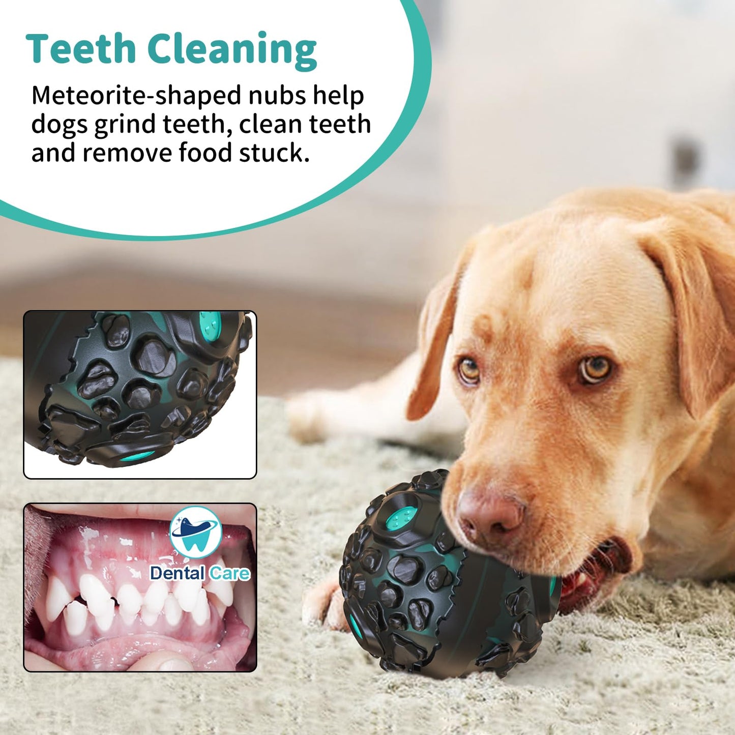 JoyBruko Dog Ball for Aggressive Chewers - Interactive Dog Toy Balls Fun Squeaky Sound to Keep Them Busy, Durable for Small Medium Large Breeds, Rubber Pet Chew Toys, As Seen on TV, Black & Lake Blue