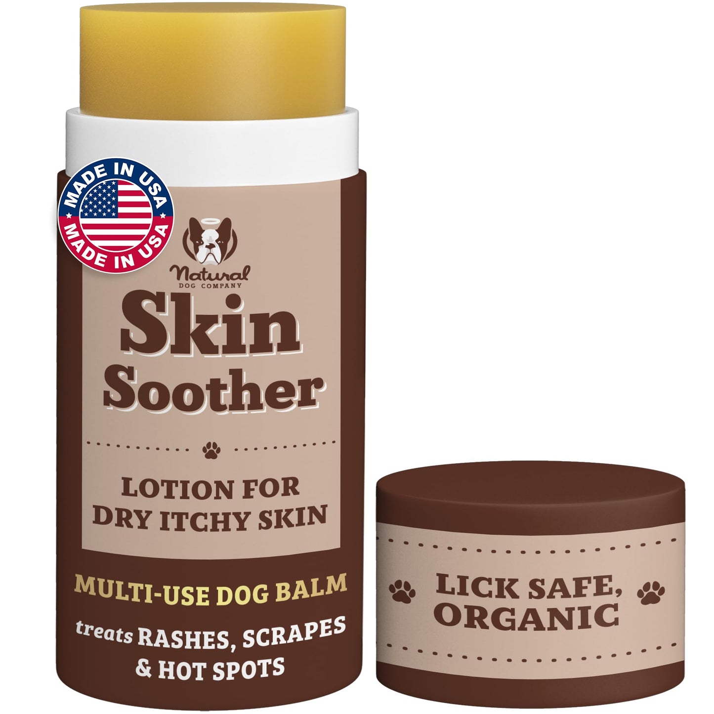 Natural Dog Company Skin Soother Balm 2 oz Stick – Dog Skin Balm with Coconut Oil, Cocoa Butter, Calendula & Vitamin E – Helps Soothe Hot Spots, Redness & Irritated Skin – Lick-Safe & Easy to Apply