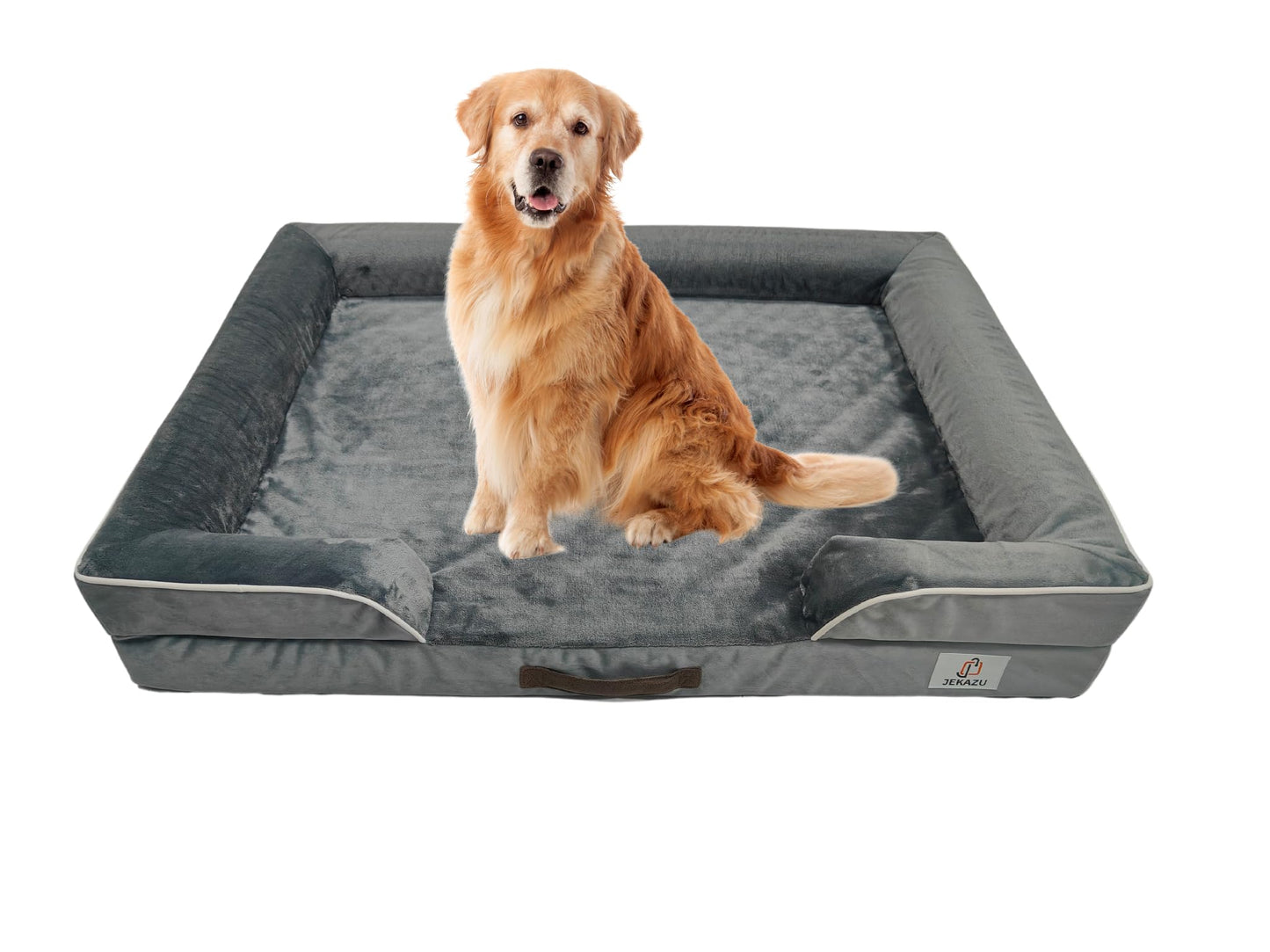 JEKAZU XL Orthopedic Dog Bed for Extra Large Dogs - Waterproof, Memory Foam Large Dog Bed with Washable Cover - Pet Beds for Big Sized Breeds and Senior Pets - Non-Slip Bottom - X-Large, Grey