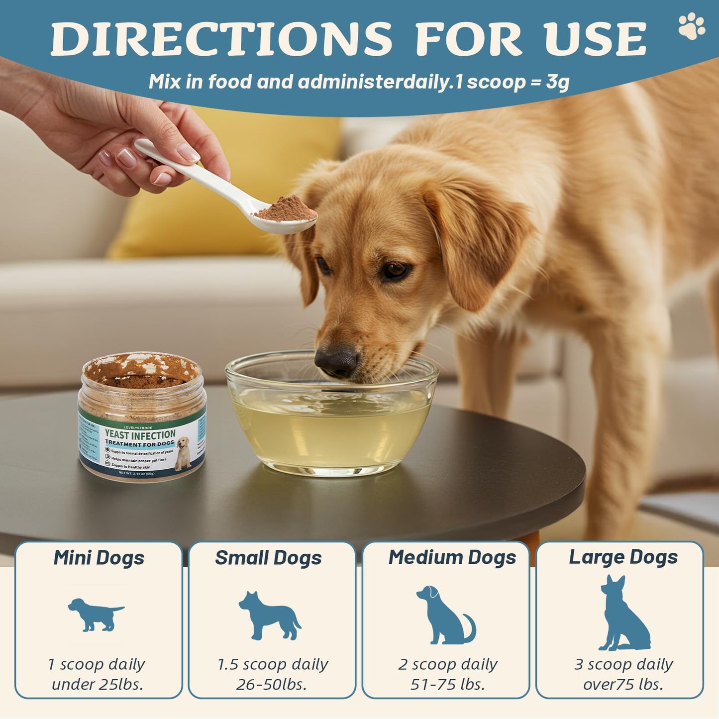 Yeast Infection Treatment for Dogs Supports Healthy Skin, Ears & Paws – Natural Dog Yeast Infection Treatmen Supplement Soothing Irritation & Itching - 60 Days Large Supply Gentle Dog Yeast Relief