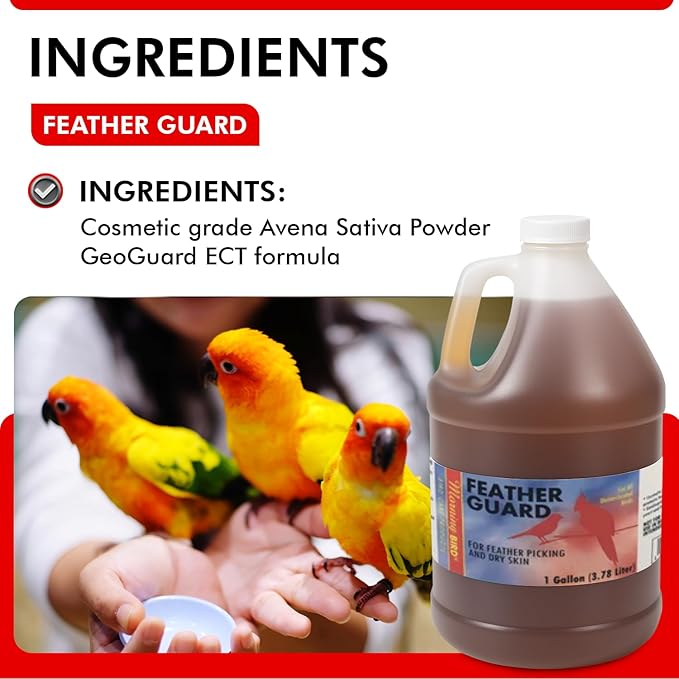 Morning Bird Feather Guard Spray for Birds 1 Gallon Refill – Soothes Irritation & Itchy Skin – Reduces Feather Picking – Promotes Healing & Feather Growth – Safe Daily Skin Care Formula