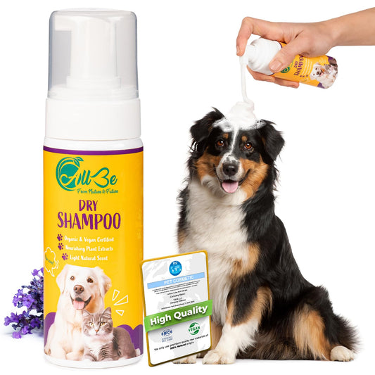 ALLBE Waterless Dry Shampoo for Dogs & Cats, No Rinse Waterless Cat & Dog Shampoo, for Sensitive Skin, Itch Control, No Dog Wash, Deep Cleans & Conditions, Anti-Shedding Pet Care for Smelly Dogs, 5 Oz
