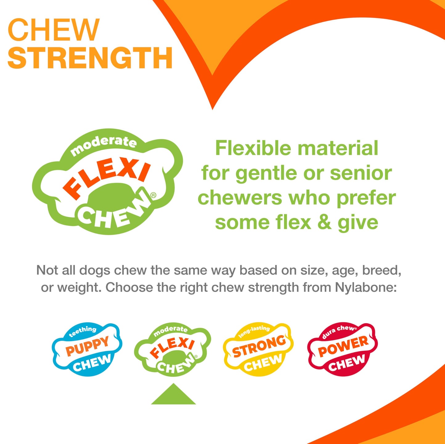 Nylabone Original Bone Flexi Chew Toy for Dogs, Flexible Dog Toys for Moderate & Gentle Chewers, Chicken Flavor, Medium - Up to 35 lbs, 2 Pack
