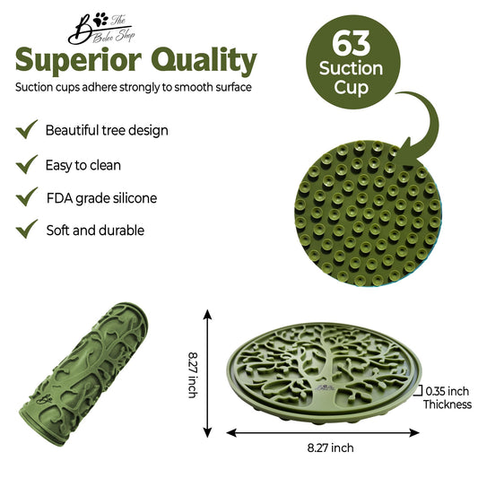 B The Boleo Shop Tree Design Lick Mat for Dogs and Cats, Slow Feeder, Anxiety Relief, Improve Grooming Session, Dog Toy to Keep Busy