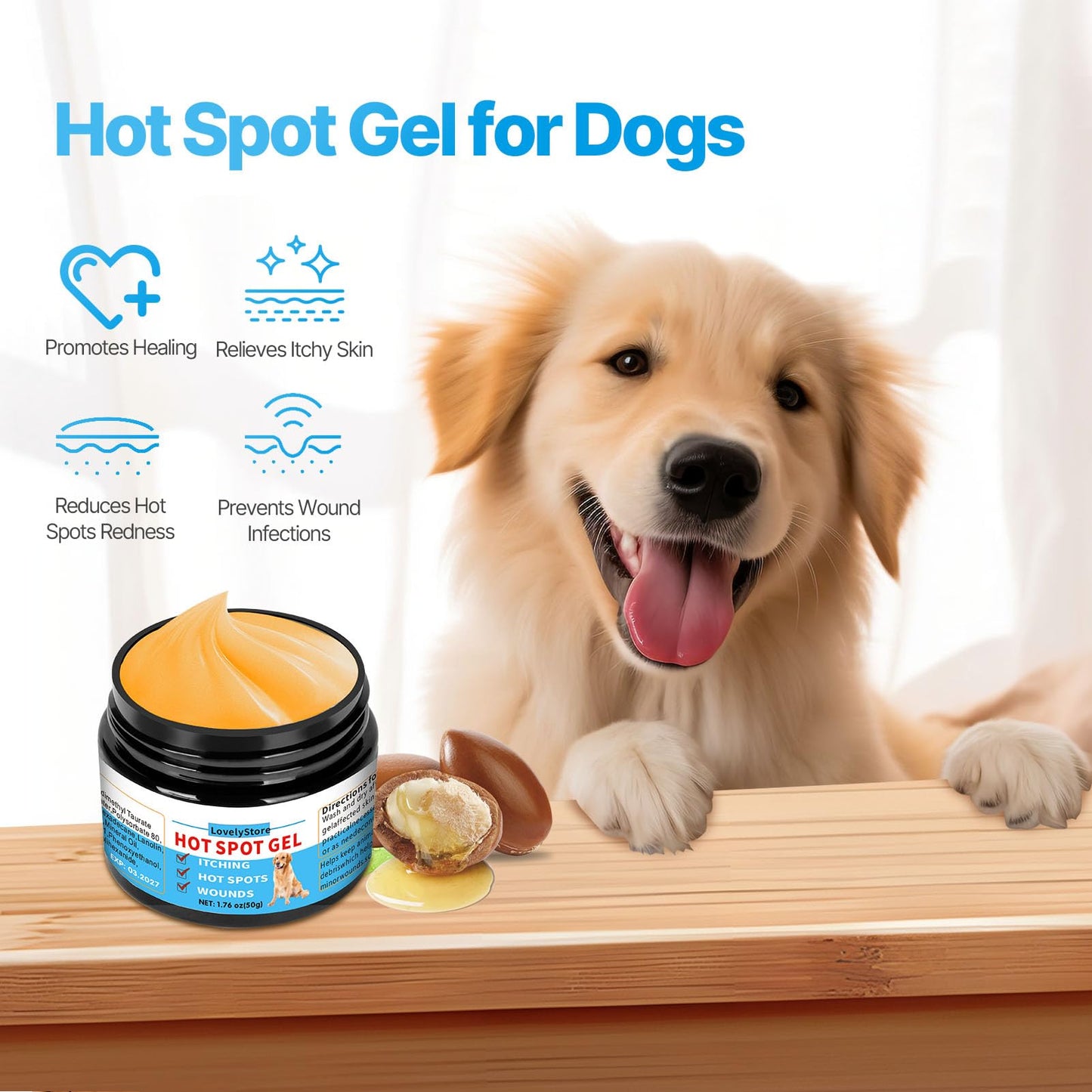 Hot Spot Treatment for Dogs and Wound Care Kit - 3 in 1 Hot Spot Spray & Gel Treatment for Dogs Cats Vet Wrap Cohesive Bandage - Hotspot Dog Wound Care for Skin Sores Safe & Non-Irritating for Pets
