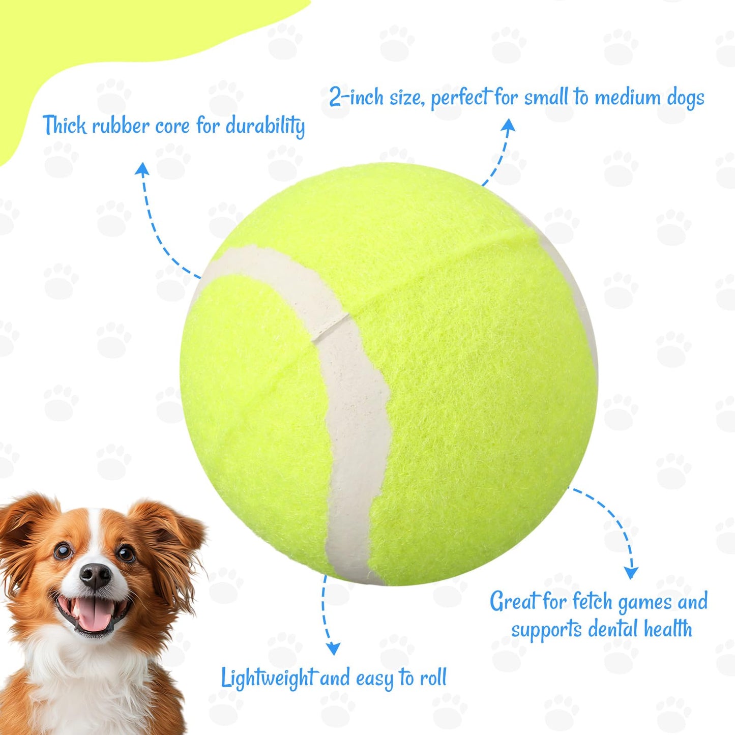 Suilung 12-Pack Smile Face Dog Tennis Balls Squeaky Toys for Medium Dogs, Sturdy Rubber Dog Toys for Outdoor Throw and Fetch, Safe Interactive Training Balls, Pet Exercise Toy (Multicolor)