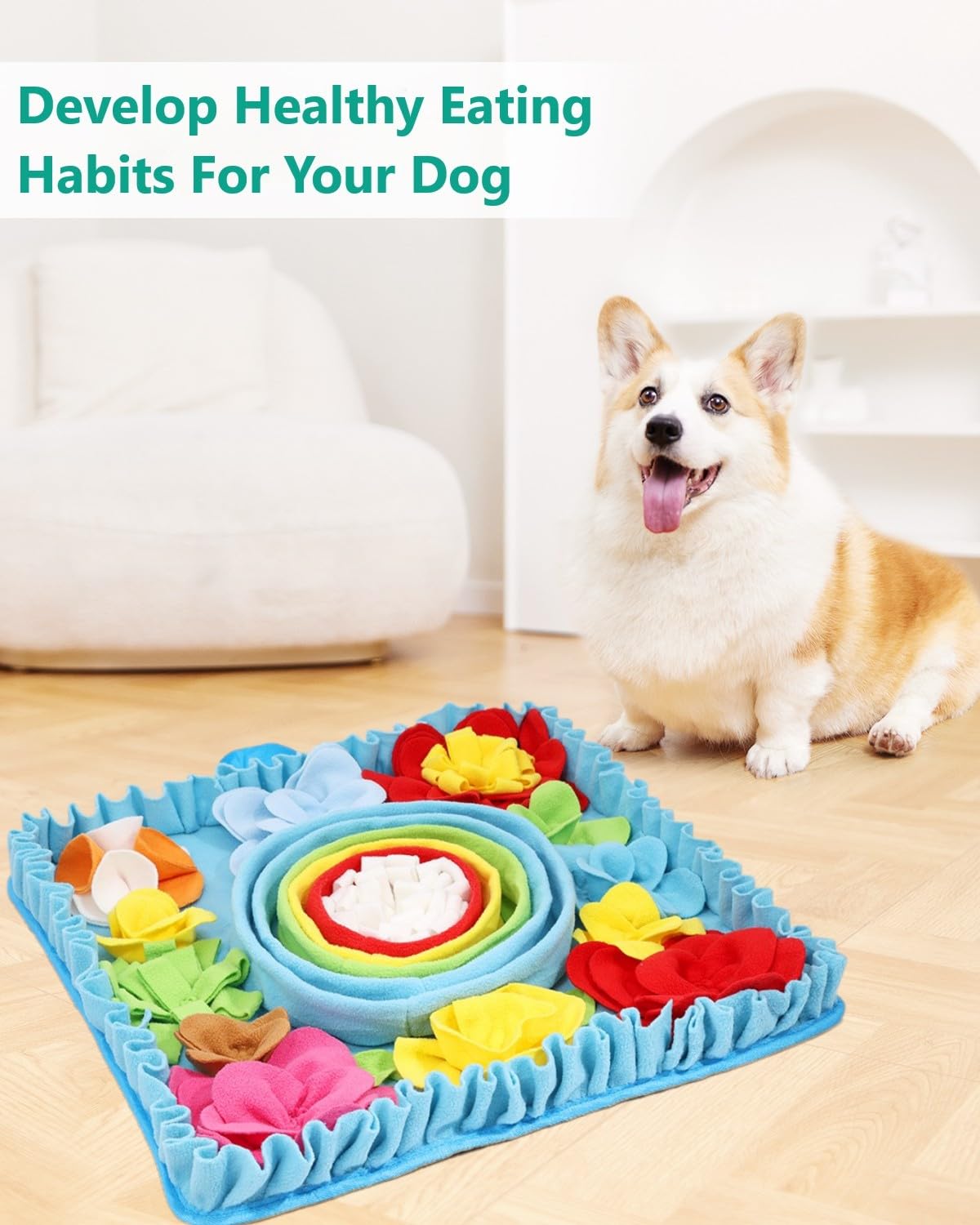 ORIA Snuffle Mat for Dogs, 20''x20'' Mental Stimulation Toy for Anxiety Relief & Boredom, Dog Foraging Mat & Slow Feeder Sniff Mat for Small Medium Large Breeds