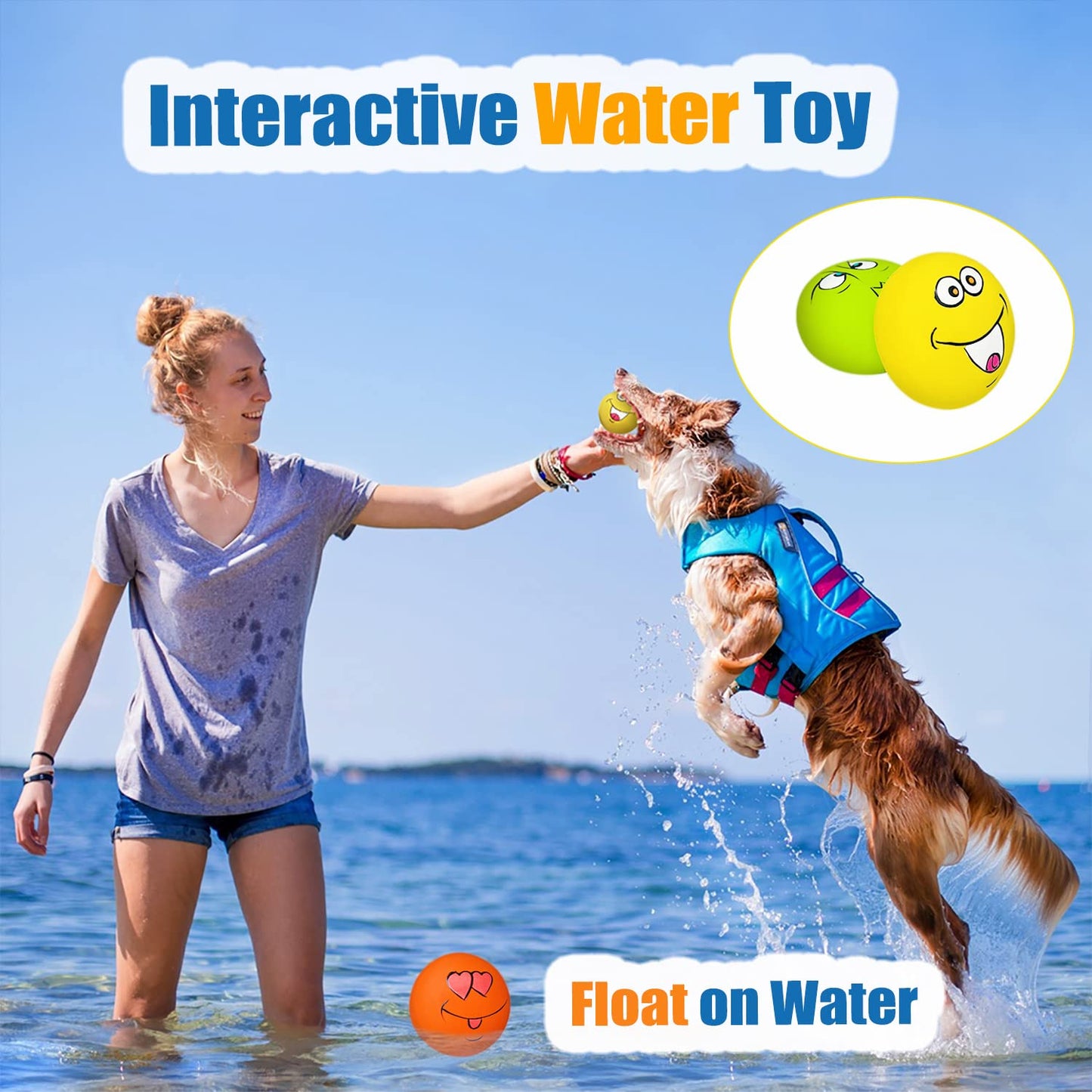 HOLYSTEED Latex Dog Squeaky Toys Rubber Soft Dog Toys Chewing Squeaky Toy Fetch Play Balls Toy for Puppy Small Pets 6pcs for Mini, Small Breeds, 2.28"*2.28"*1.30"