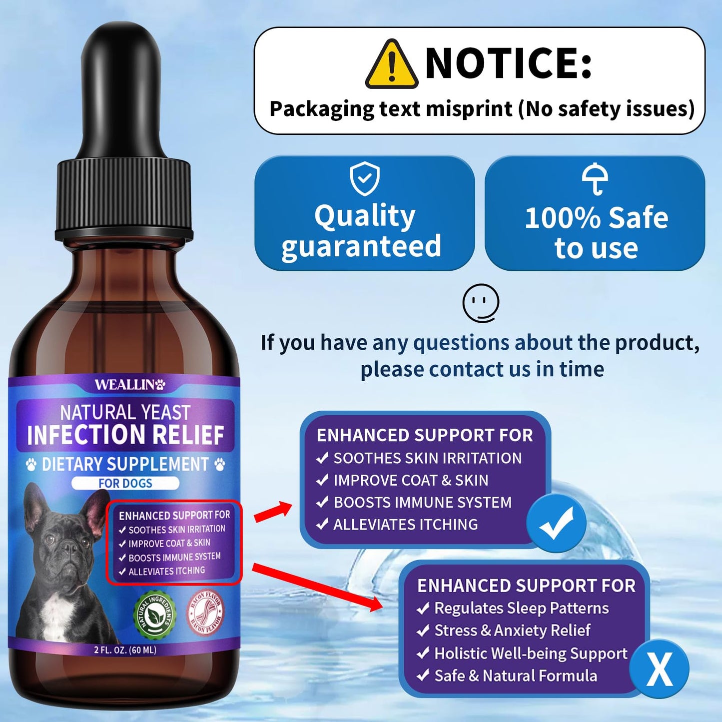 Natural Yeast Infection Treatment for Dogs | Probiotic-Powered Drops with 8-Herbal Blend | Supports Skin, Ears, Allergy Relief | Dog Yeast Infection Treatment Oral Supplement | Bacon-Flavored
