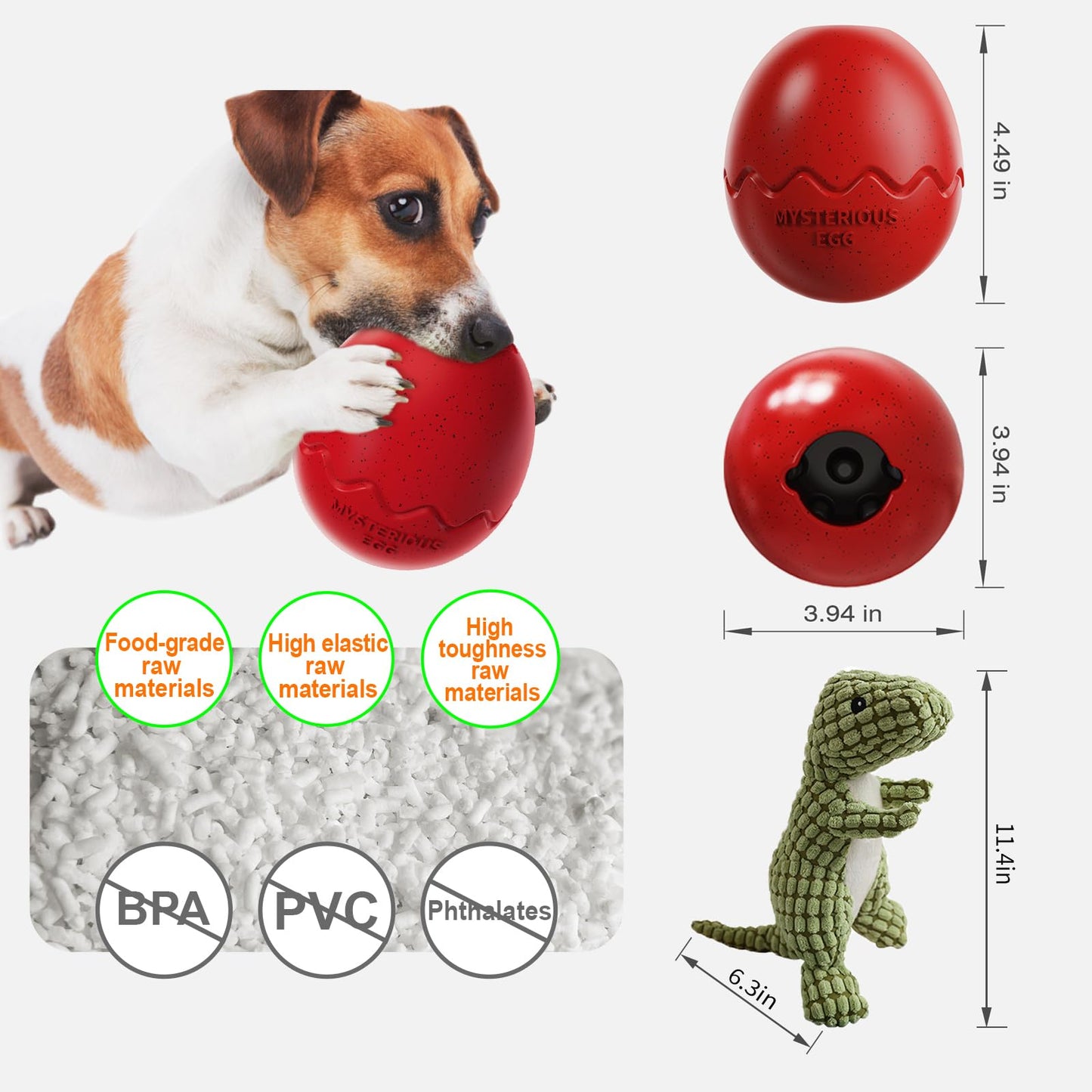 Hihope Dog Toys for Aggressive Chewers Large Dogs 2Pack,Puppy Chew Toys,Natural Rubber Indestructible Dog Toys,Treat Dispensing Dog Toy - Stuffable Dog Toy for Chewing & Playing