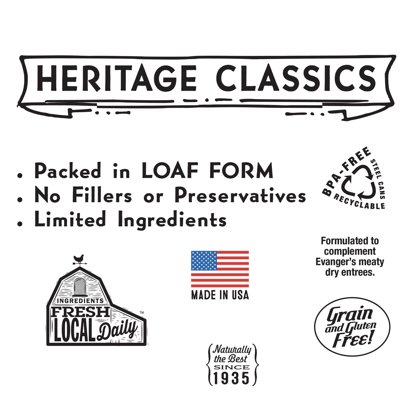Evanger's Heritage Classic Puppy Food – 12 Count, 12.5 oz Each – Tasty Meat-Based Formula for Puppies & Underweight Dogs – Added Vitamins & Chelated Trace Minerals – Grain & Gluten Free