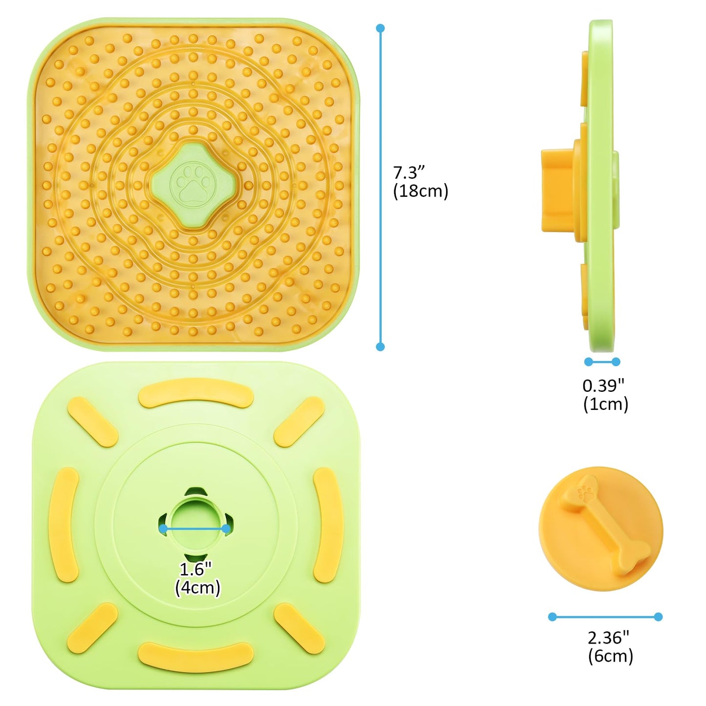 Avont Lick Mat for Dogs Cats, Cat Dog Crate Lick Mat Slow Feeder for Wet Food, Peanut Butter Lick Pad, Soothing Calming Licking Square Mat for Kennel Crate Training Grooming -Orange