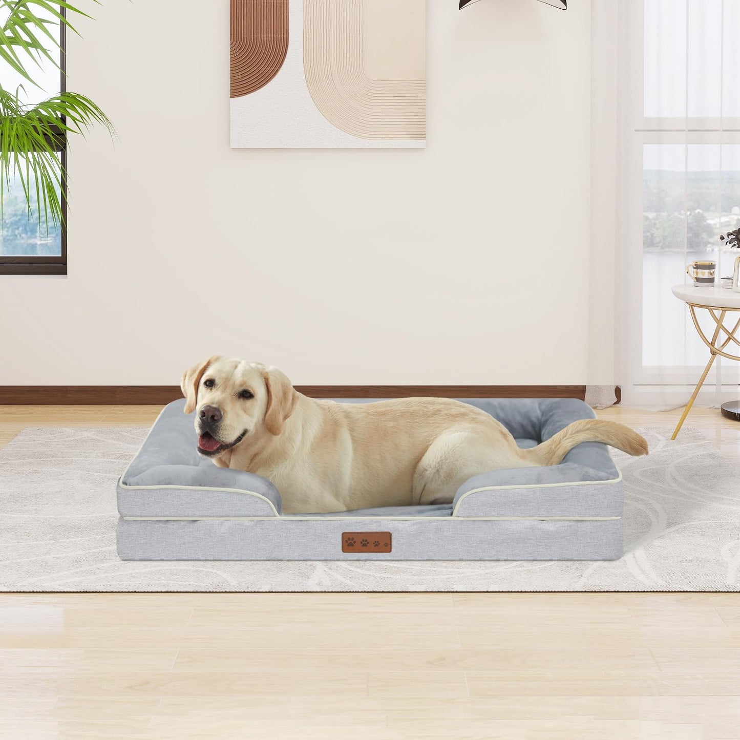 Dokdogs Orthopedic Dog Beds Large Sized Dogs - Waterproof Memory Foam Pet Bed for Couch with Removable Washable Cover & Nonskid Bottom, Big Dog Sofa Bed (L, Grey)