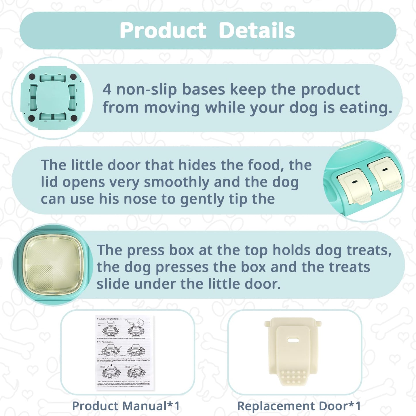 COSOWO Dog Puzzle Toys Treat Dispensing Enrichment Toy for Smart Dogs, Interactive Brain Stimulation Toys for Puppies IQ Training, Slow Feeding Puzzles for Pet with 1 Replacement Cover Blue