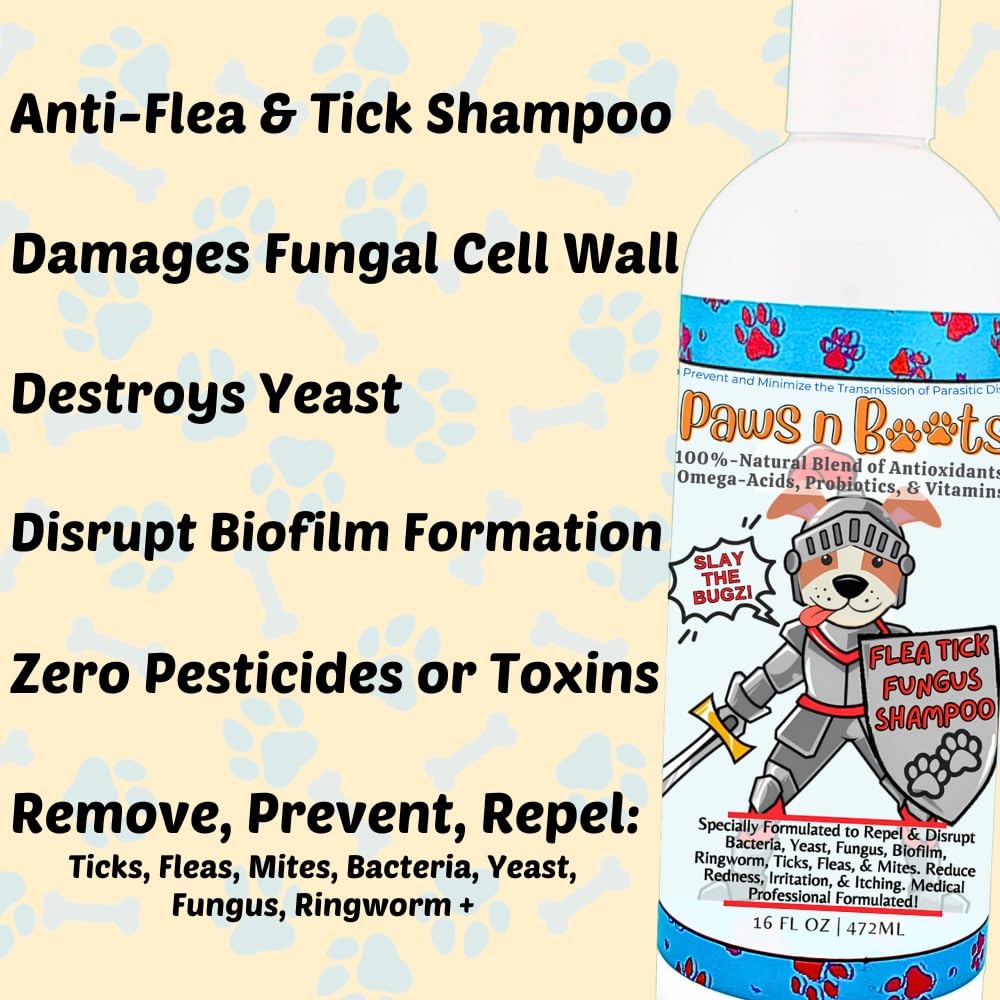 Pet Flea & Tick Treatment Shampoo, Coat Armor - 100% Organic, All-Natural & Non-Toxic to Pets. Fast Relief for Dry, Itchy, Sensitive Skin. Tearless, Odor Controlling, Lavender, Made in USA 16oz