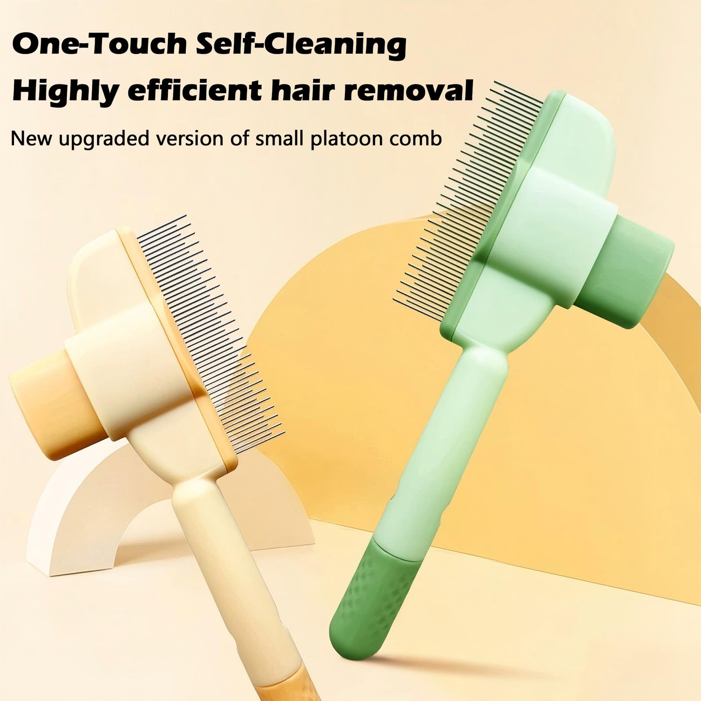 2025 Self-Cleaning Pet Hair Removal Comb & Flea Comb for Cats and Dogs Stainless Steel Grooming Brush with Release Button, De-Shedding Tool for Hair, Massaging Tangle-Free Pet Comb (Green)