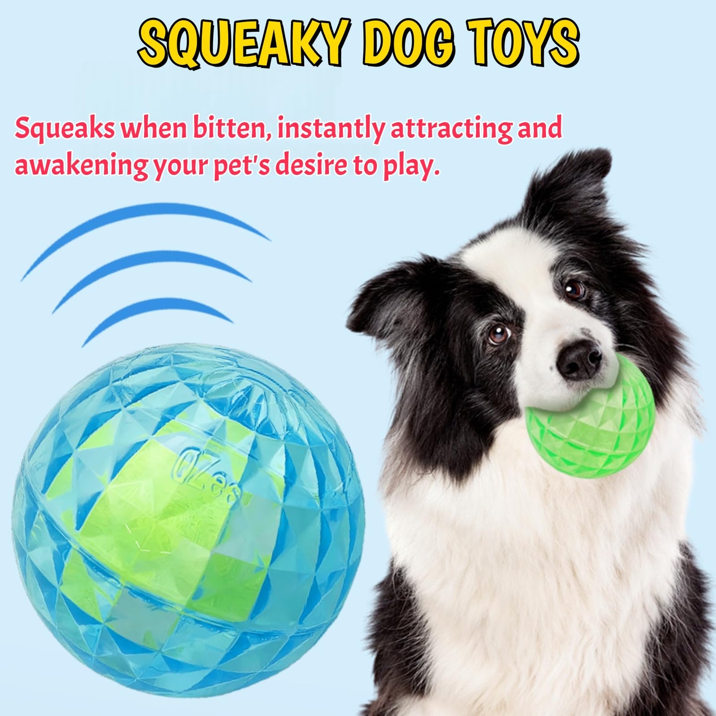 Jatmira 3Pcs Dog Ball Toy for Aggressive Chewers Cute Interactive Fetch Toys Tennis Ball Included Floating Squeaky Durable Pack of 3