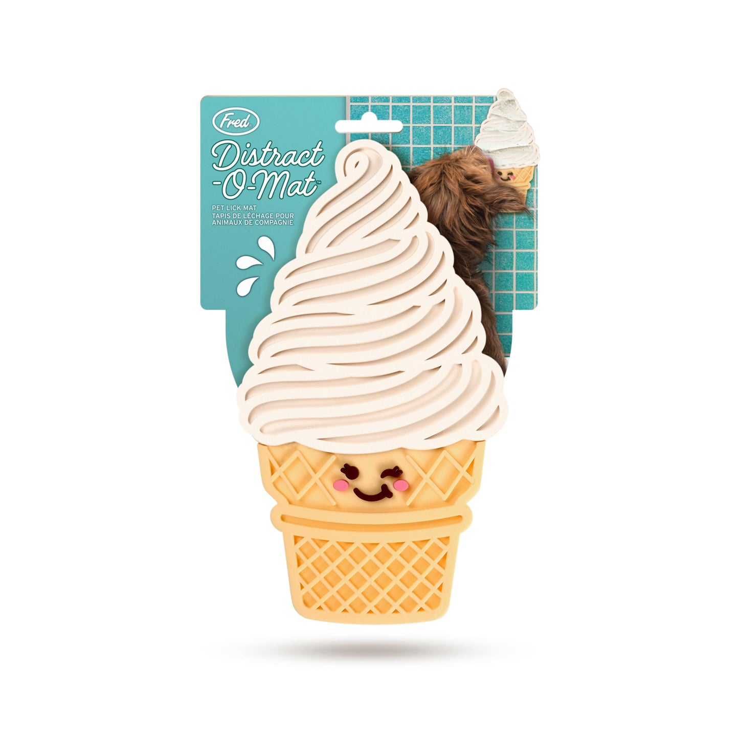Genuine Fred Distract O Mat, Ice Cream Shaped, Slow Feeder Dog Lick Mat, Non-Slip Distraction Mat for Bathing, Grooming, Reducing Anxiety and Boredom, Perfect for Food, Treats, Yogurt, Peanut Butter