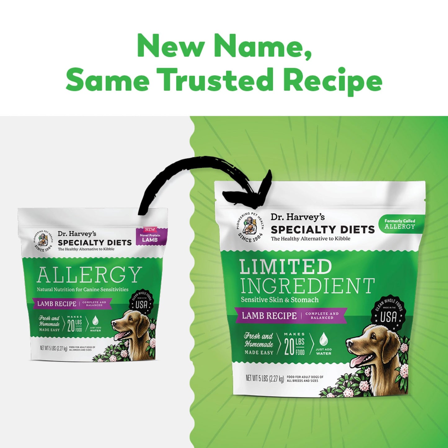 Dr. Harvey's Specialty Diet Limited Ingredient - Human Grade Dog Food for Dogs with Sensitivities - Lamb Recipe (5 Pounds)