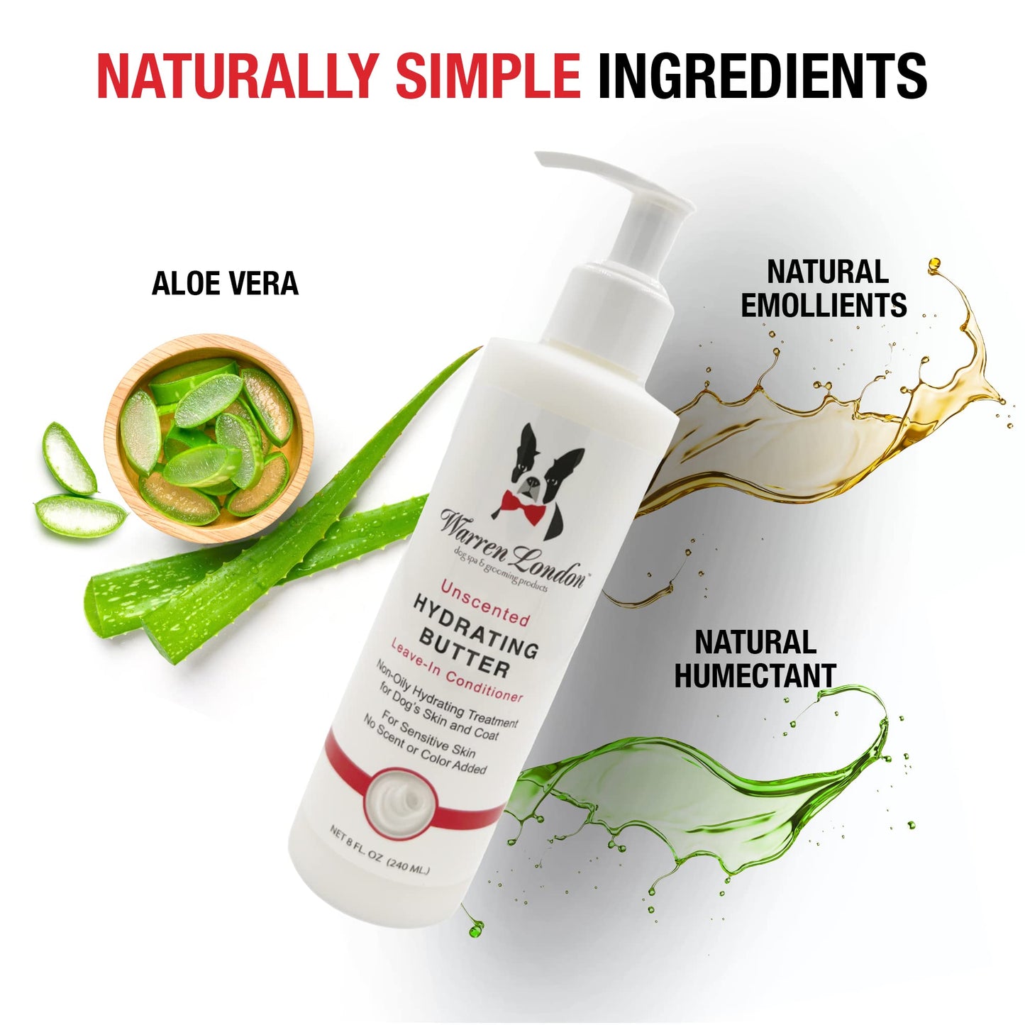 Warren London Hydrating Butter Leave in Pet Conditioner for Dogs | Lotion for Skin and Coat | Aloe Puppy & Dog Conditioner for Hair Detangler, Dry Skin, & Dandruff | Unscented 1gal