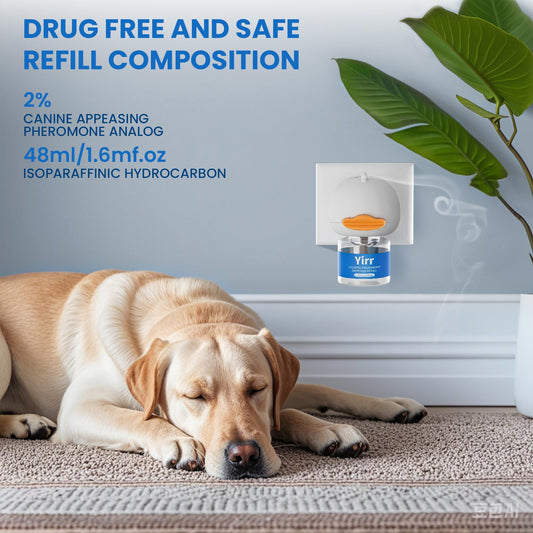 Yirr Dog Calming Diffuser, 6 in 1 Puppy Pheromones Calming Diffuser, Relaxing Pheromone for Dogs Relief Stress Anxiety Fighting Scratching Barking, Help Train Dog to Pee, 3 Diffuser 3 Refill(48ml)