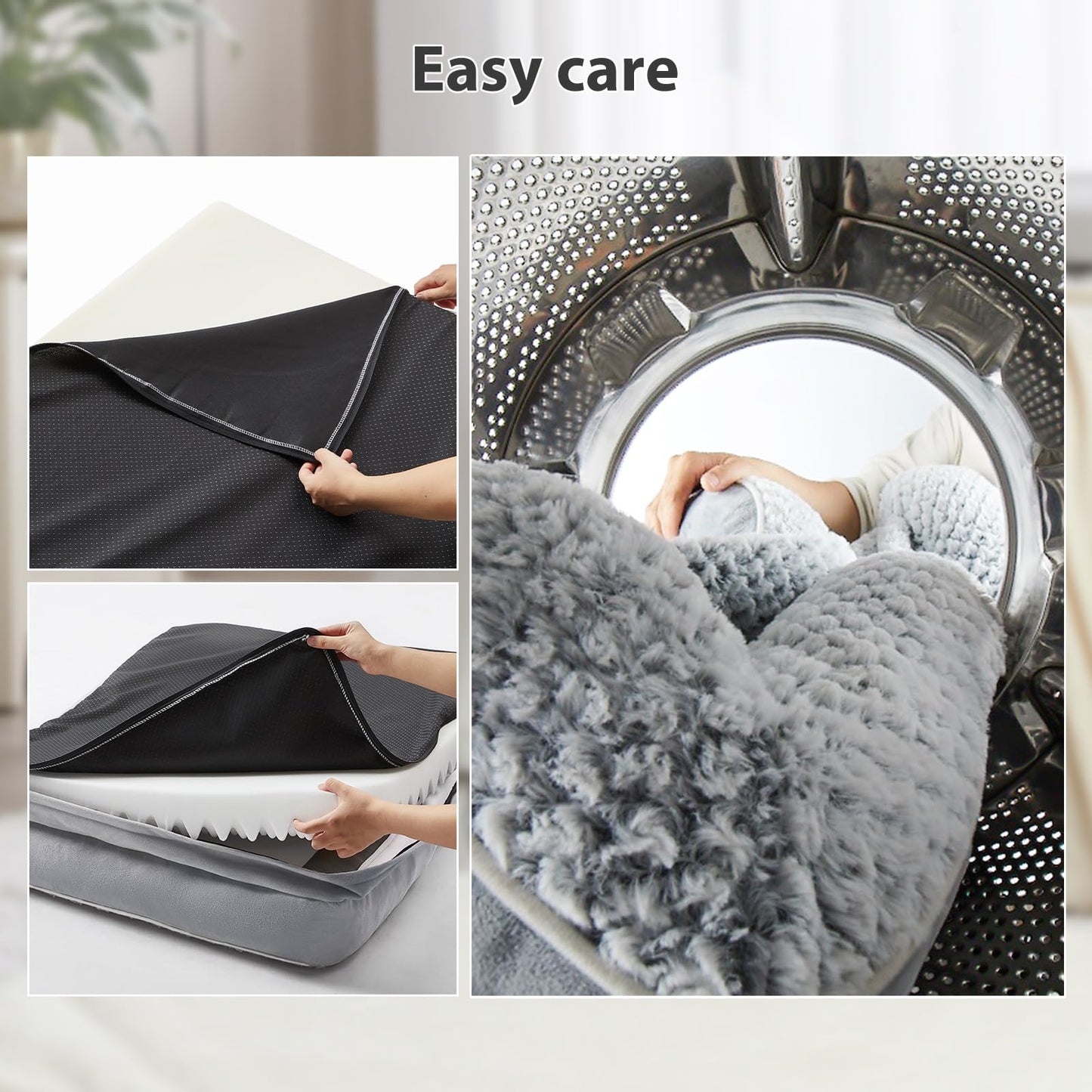 Orthopedic Dog Beds for Large Dogs,Waterproof Dog Bed, Egg Crate Foam Bed for Large Dogs, Big Pet Bed with Washable Removable Waterproof Pillow Cover and Anti-Slip Bottom, Grey