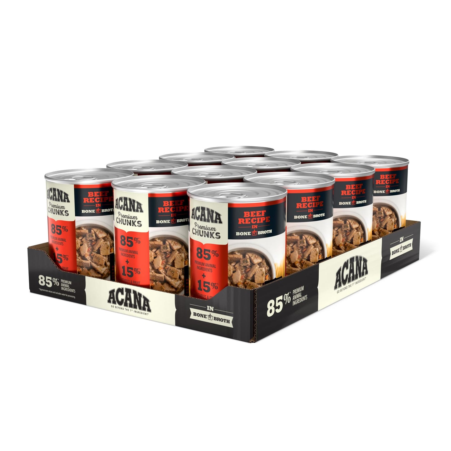ACANA Premium Chunks in Bone Broth Grain-free Wet Dog Food Beef Recipe 12.8oz Cans (12 Count)
