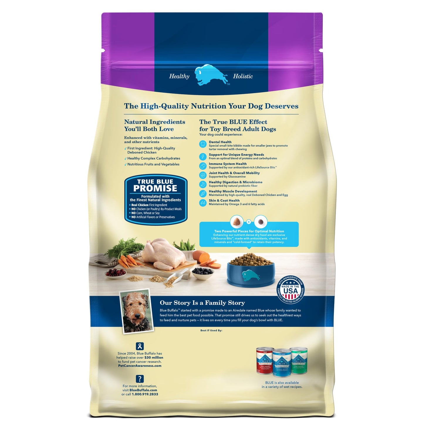 Blue Buffalo Life Protection Formula Toy Breed Adult Dry Dog Food, Supports High Energy Needs, Made with Natural Ingredients, Chicken & Brown Rice Recipe, 4-lb Bag