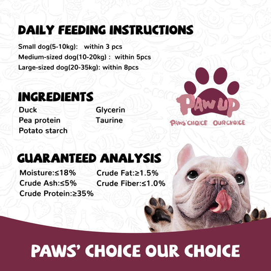 PAWUP Duck Jerky Strips Dog Treats, Training Treats for Dogs w/Taurine, Low Fat, Natural Duck Jerky Cuts for Small Dog, 12.5 oz