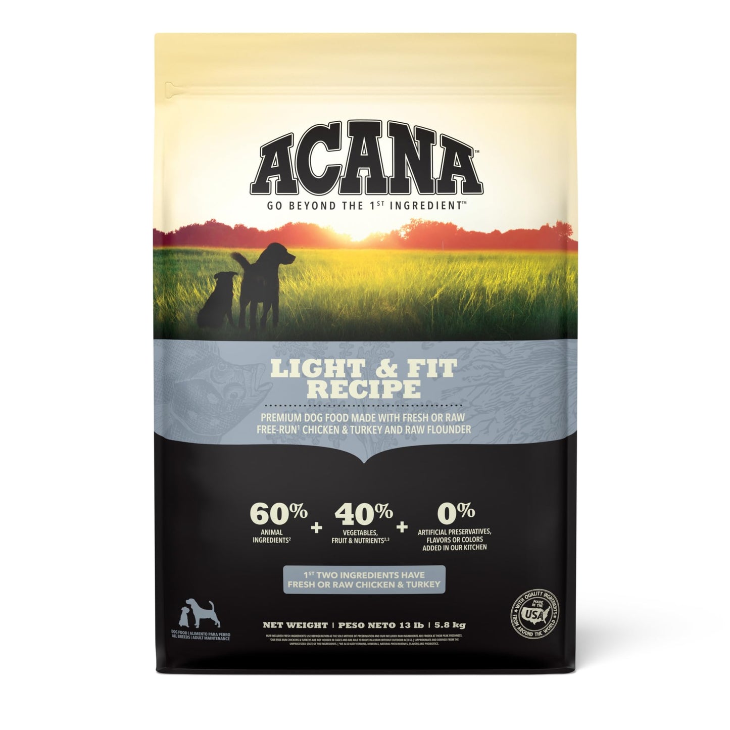 ACANA Grain Free Dry Dog Food Light & Fit Recipe 13lb Bag