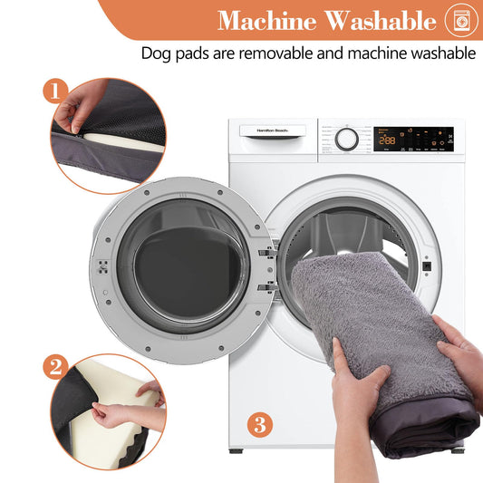 Waterproof XLarge Dog Beds for Large Sized Dogs - Orthopedic Dog Bed Washable Crate Pad, Egg Crate Foam Pet Bed Mat with Removable Cover, Anti-Slip Kennel Pad, 41''×27'', Grey
