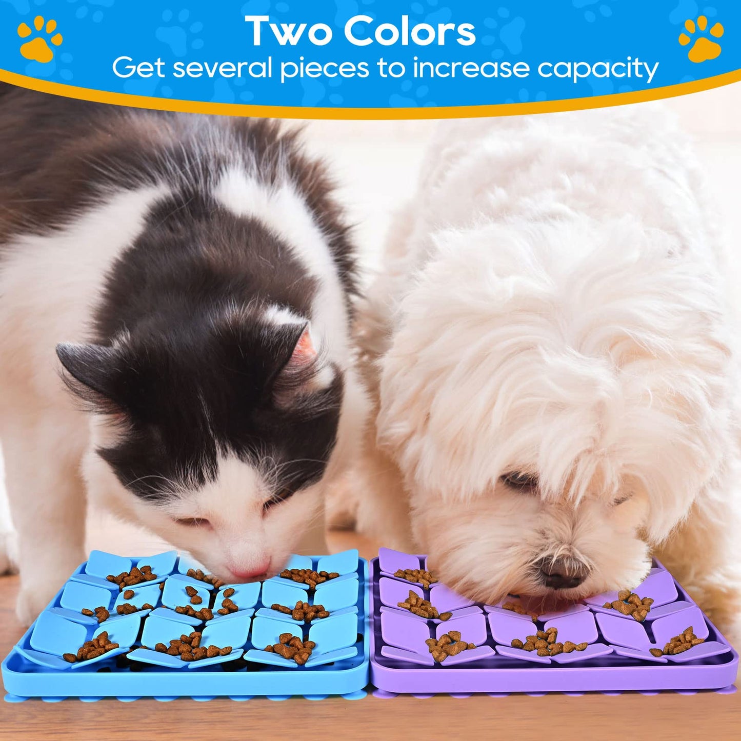 OurMiao Silicone Snuffle Mat for Dogs, Slow Feeder Lick Mat with Suction Cups, Dog Puzzle Feeder Toys for Smell Training & Slow Eating (Blue)