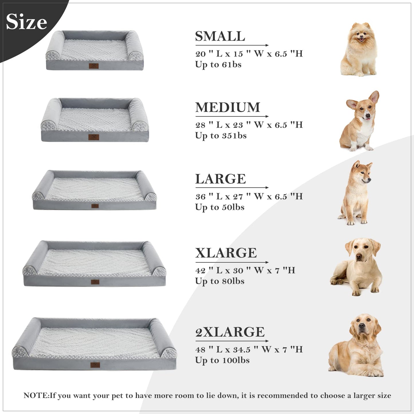WNPETHOME Orthopedic Dog Bed for Large Dogs – XL Washable Pet Bed with Waterproof Cover, Non-Slip and Egg-Crate Foam Big Dog Couch Bed with Washable Removable Cover, Comfort & Joint Relief