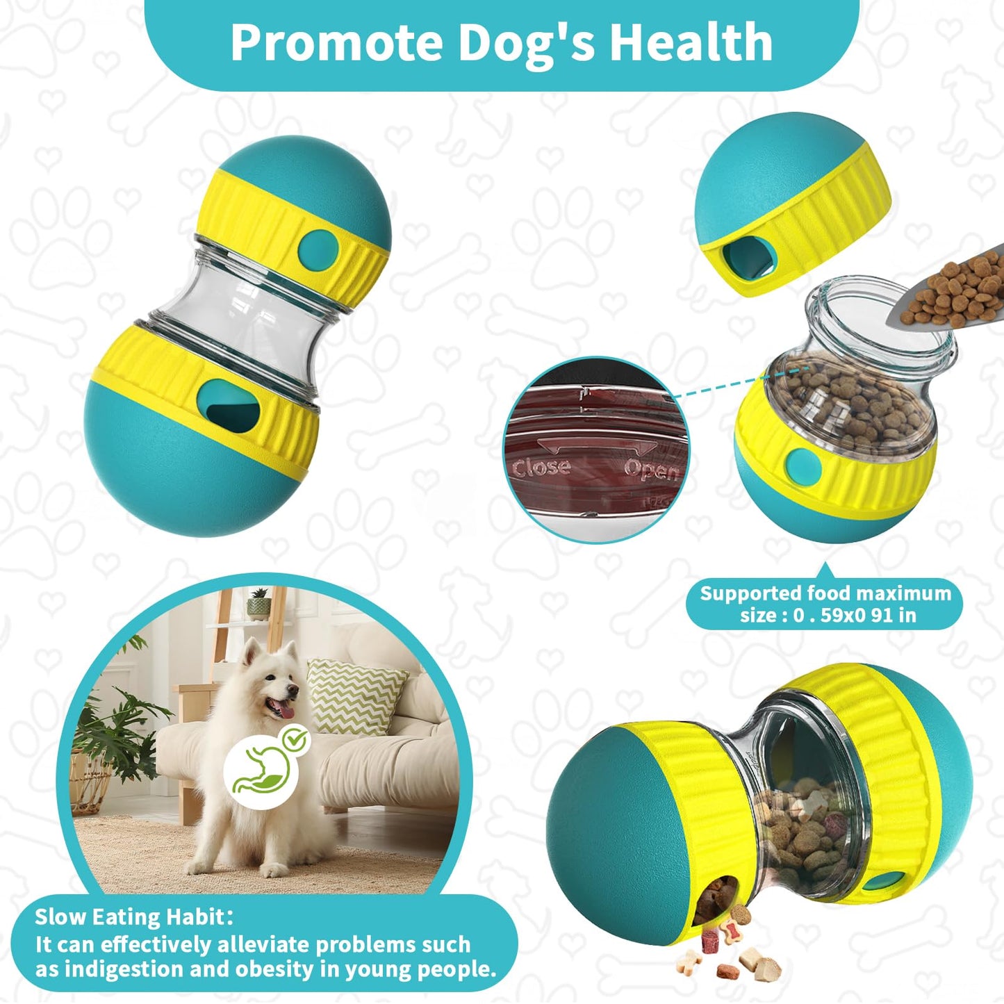 COSOWO Slow Feeder Dog Toy, Interactive Treat Dispenser & Puzzle Ball for Fast Eaters, Mental Stimulation, Boredom Relief, Food-Grade ABS, Adjustable Difficulty for Small & Large Dogs, Green