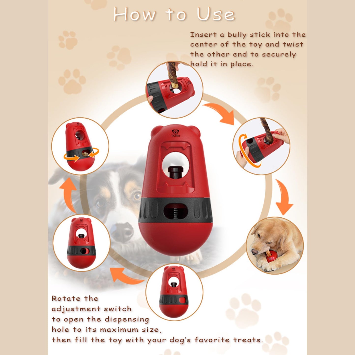 SafeChew 2 in 1 Treat Dispensing with Yak Chew Holder for Dogs – Dog Brain Stimulation Enrichment Puzzle Toy for Active Puppies, Bully Stick Holder for Super Chewers