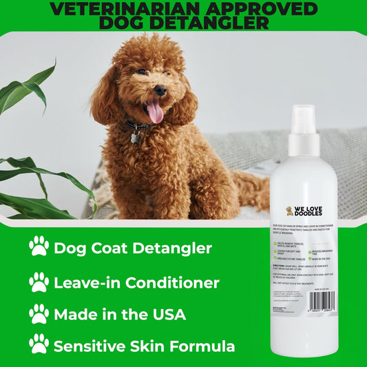 [Non Organic] We Love Doodles Dog Detangler Spray - Leave-in Conditioner for Dogs - Dog Detangling Spray - Dematting Spray for Dogs - Tangle Remover - Made in The USA (Unscented Hypoallergenic)