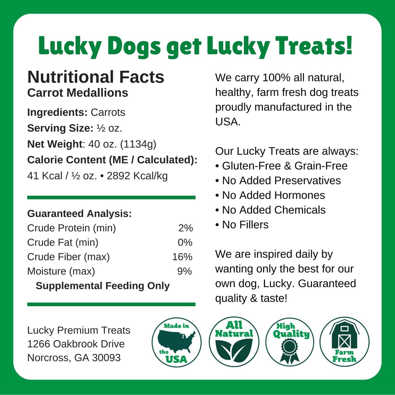 Lucky Premium Carrot Medallion Treats – Carrot Dog Treats and All Natural Dog Treats with Sliced, Dehydrated Carrots (12 oz)