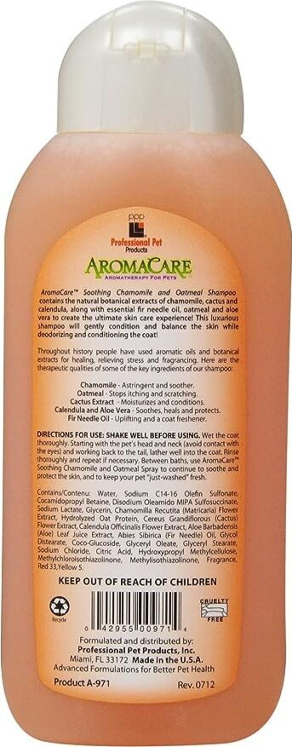 PPP AromaCare Chamomile Shampoo for Sensitive Dogs - Nourishes & Moisturizes Fur & Coat - Chamomile & Oatmeal - 13.5 fl oz