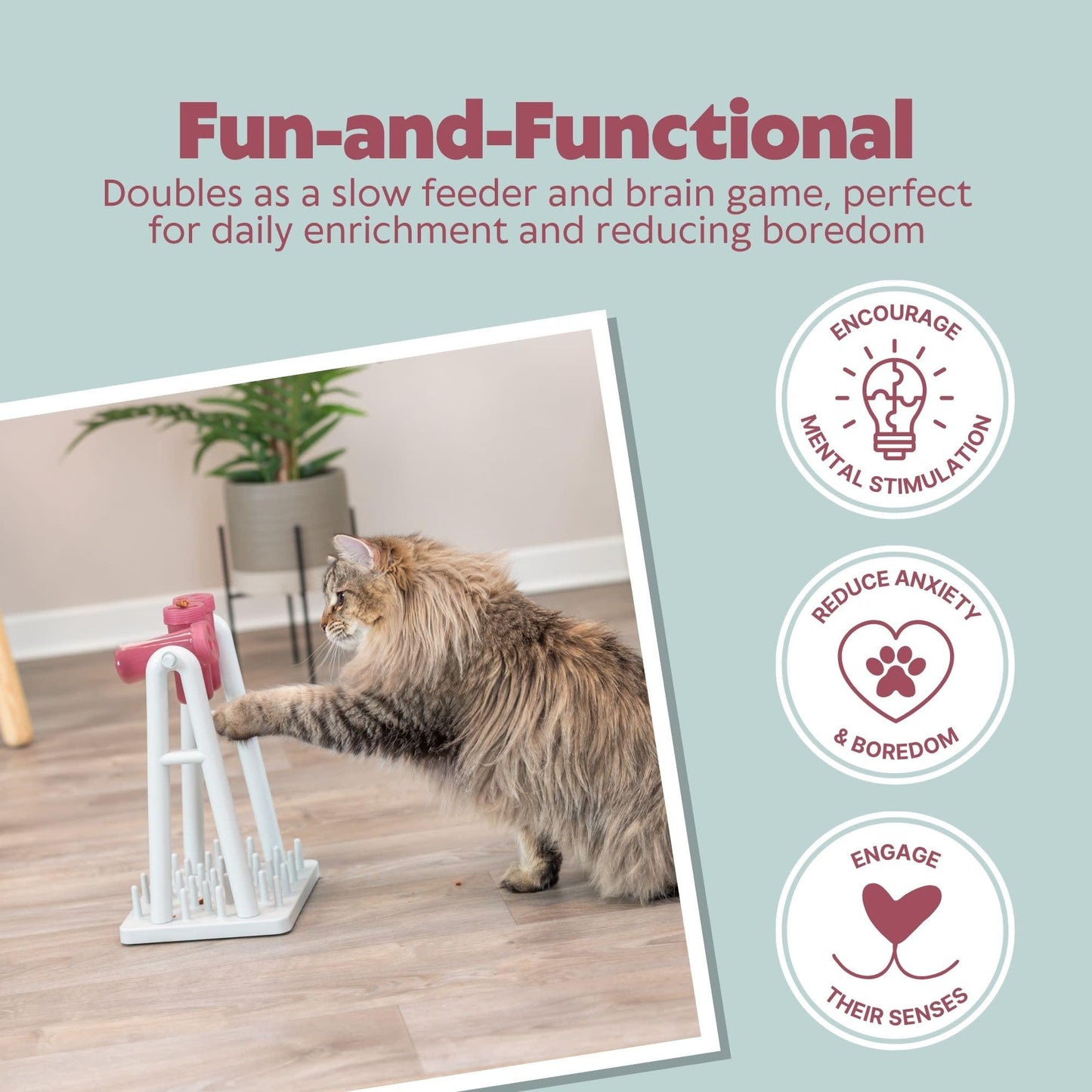 TRIXIE Cat Activity Turn Around Strategy Game, Slow Feeder, Interactive, Treat Toy, All Breed Sizes 9 x 7 x 13 in.
