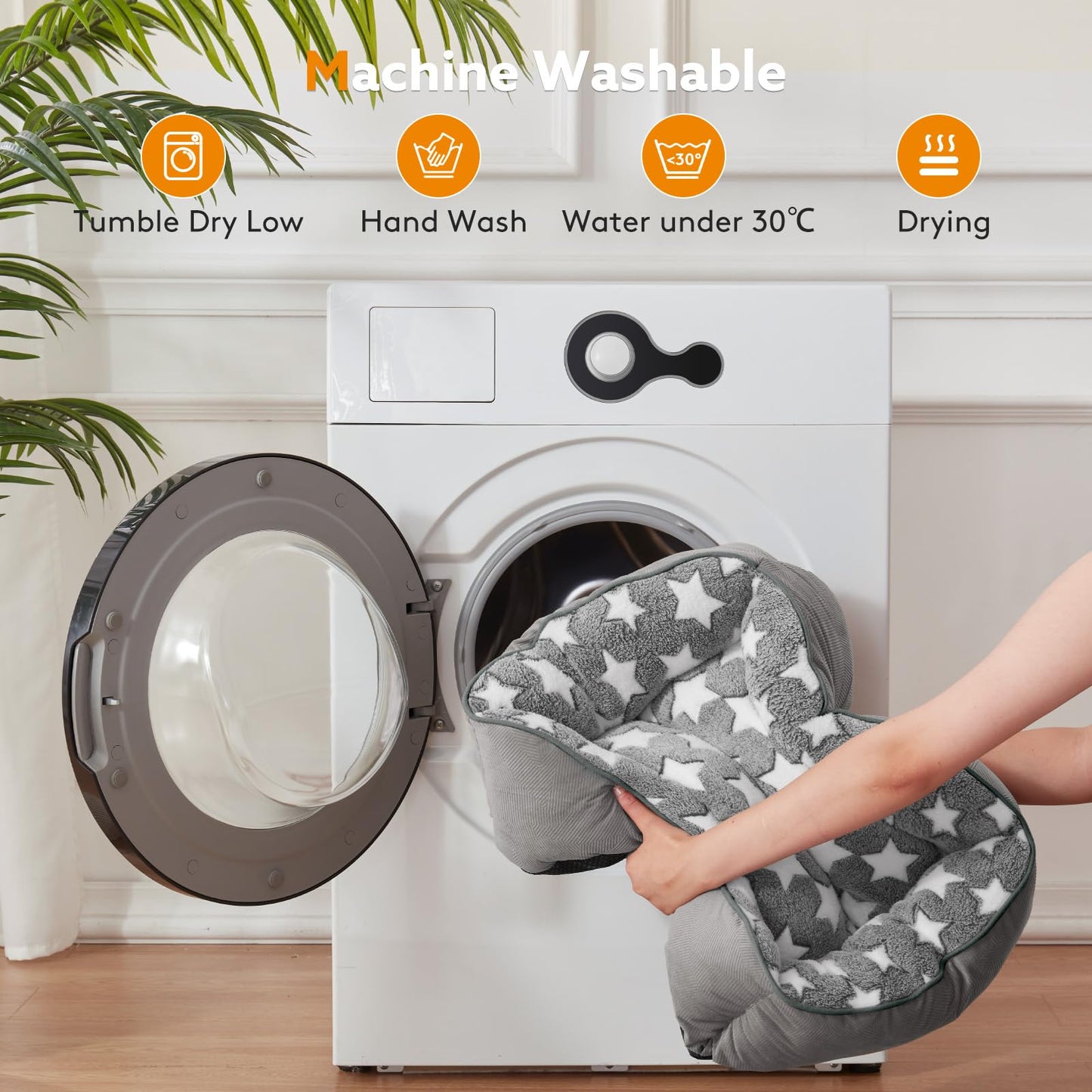 SIWA MARY Rectangle Dog Bed for Small Medium Dogs, Calming Dog Bed Medium Size Dog, Orthopedic Dog Sofa Bed, Warming Soft Calming Sleeping Puppy Bed, Pet Bed with Anti-Slip Bottom, S Plus(25"x21"x8")