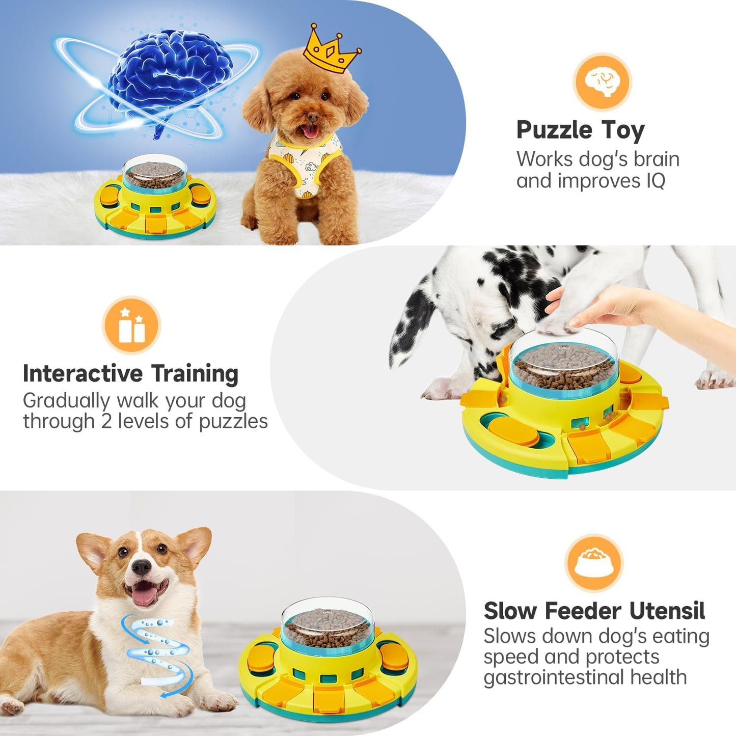 KADTC Beginner Level 1 Dog Puzzle Toy for Small/Medium/Large Dogs Food Puzzles Feeder Mental Stimulation Puppy Brain Stimulating Interactive Slow Treat Dispenser Cognitive Enrichment Mind Game