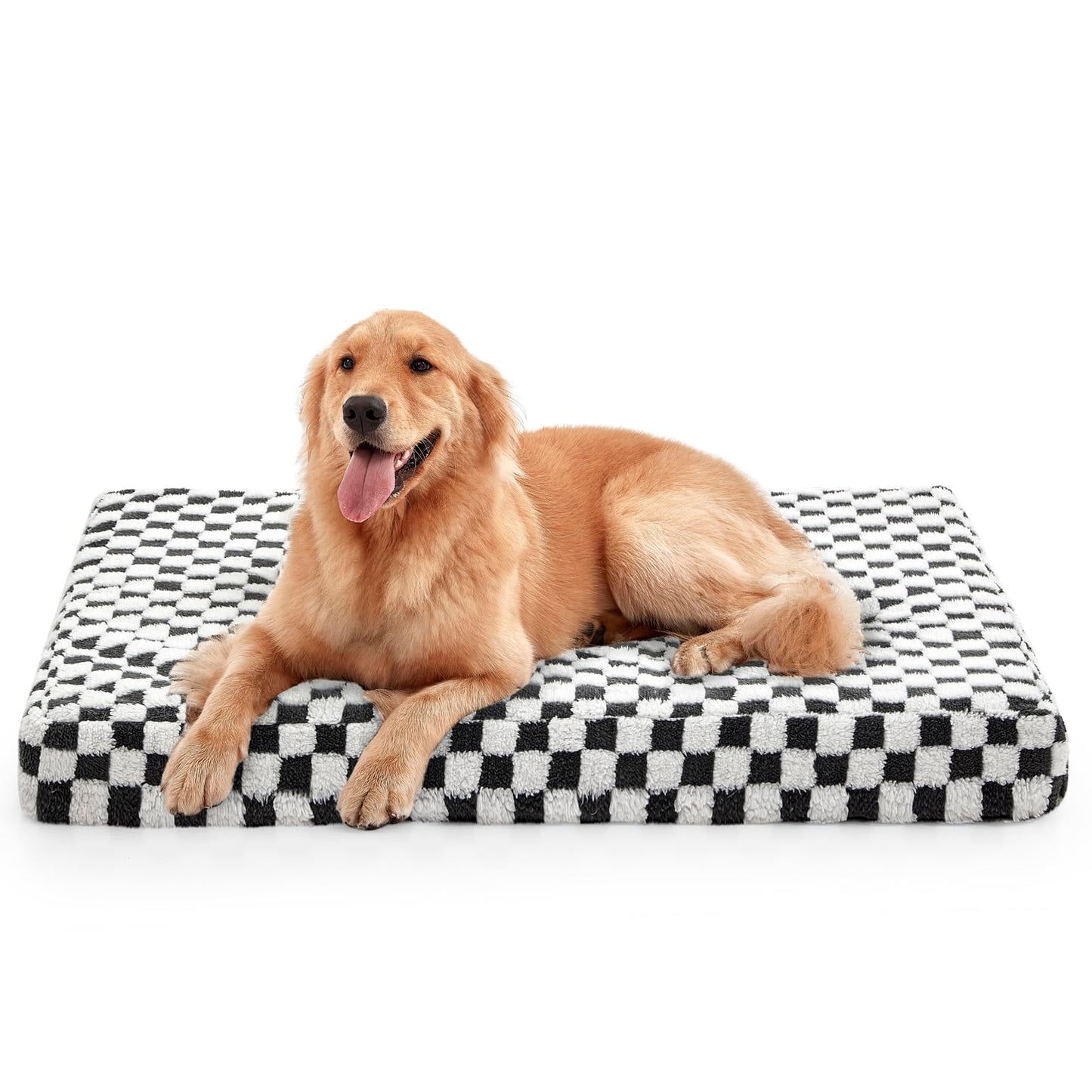 JOEJOY Dog Bed for Large Dogs, Large Orthopedic Dog Bed with Removable Washable Cover, Cute Modern Plush & Memory Egg Crate Foam Dog Bed, 36 x 27 inch, Grey