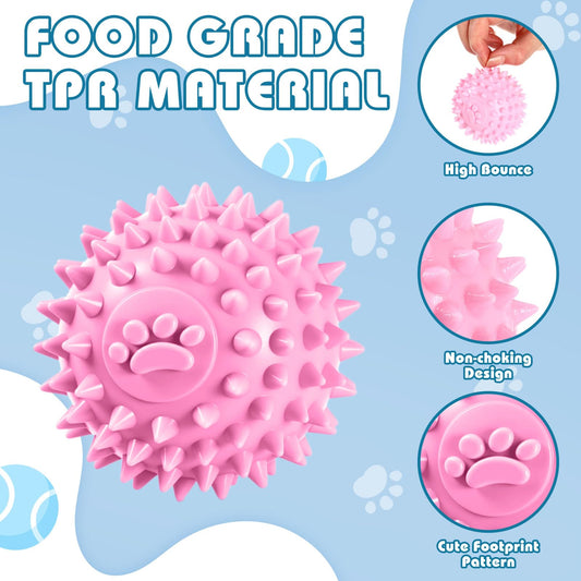 Soulchen 30 Pack 2.2 Inch Spiky Dog Balls Toys for Small Medium Puppy Durable Rubber No Squeak Spiky Balls for Aggressive Chewers Colorful Fetch Toys for Puppy Clean Teeth and Training