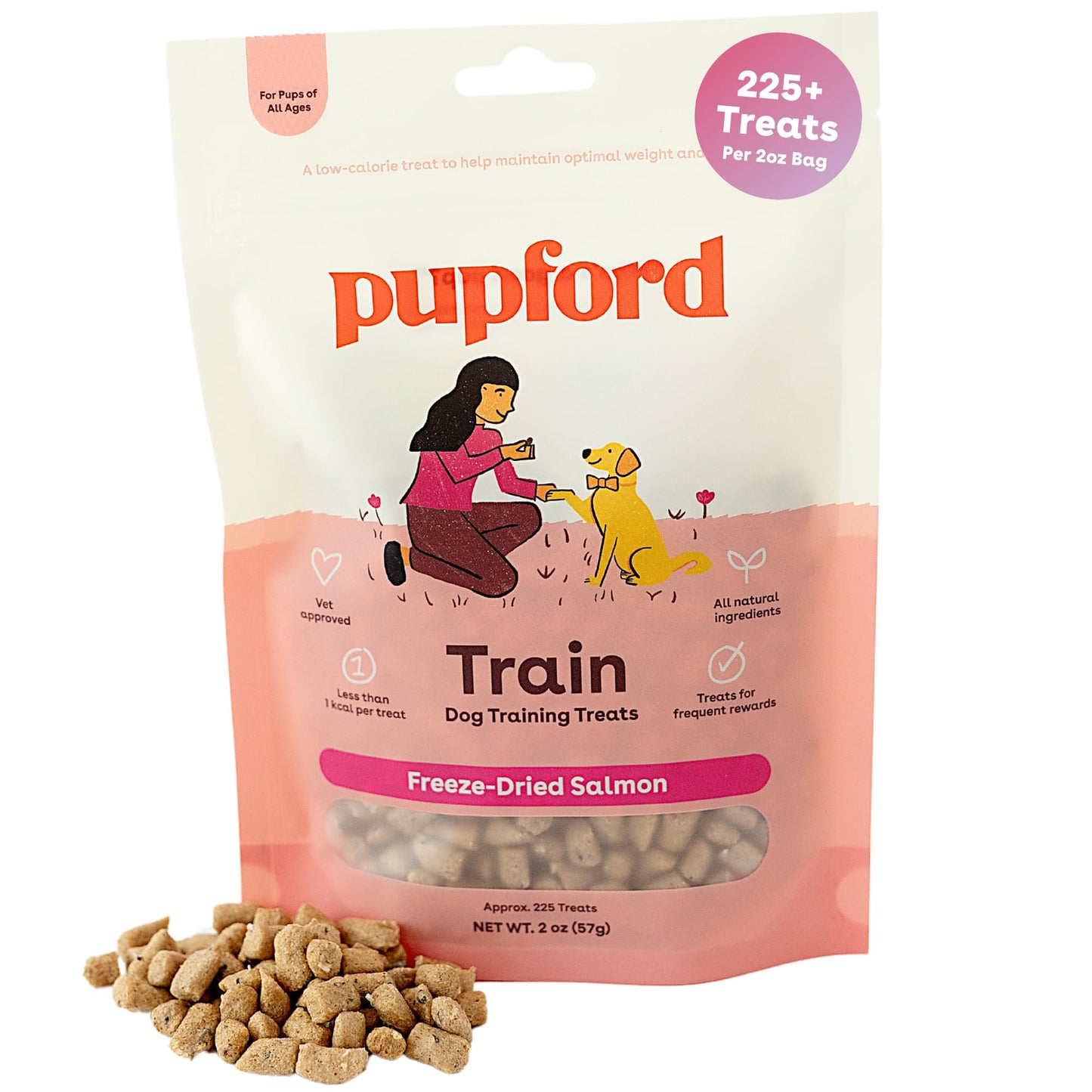 Pupford Freeze Dried Training Treats for Dogs & Puppies, 225+ Two Ingredient Bites (Salmon, 2 oz)