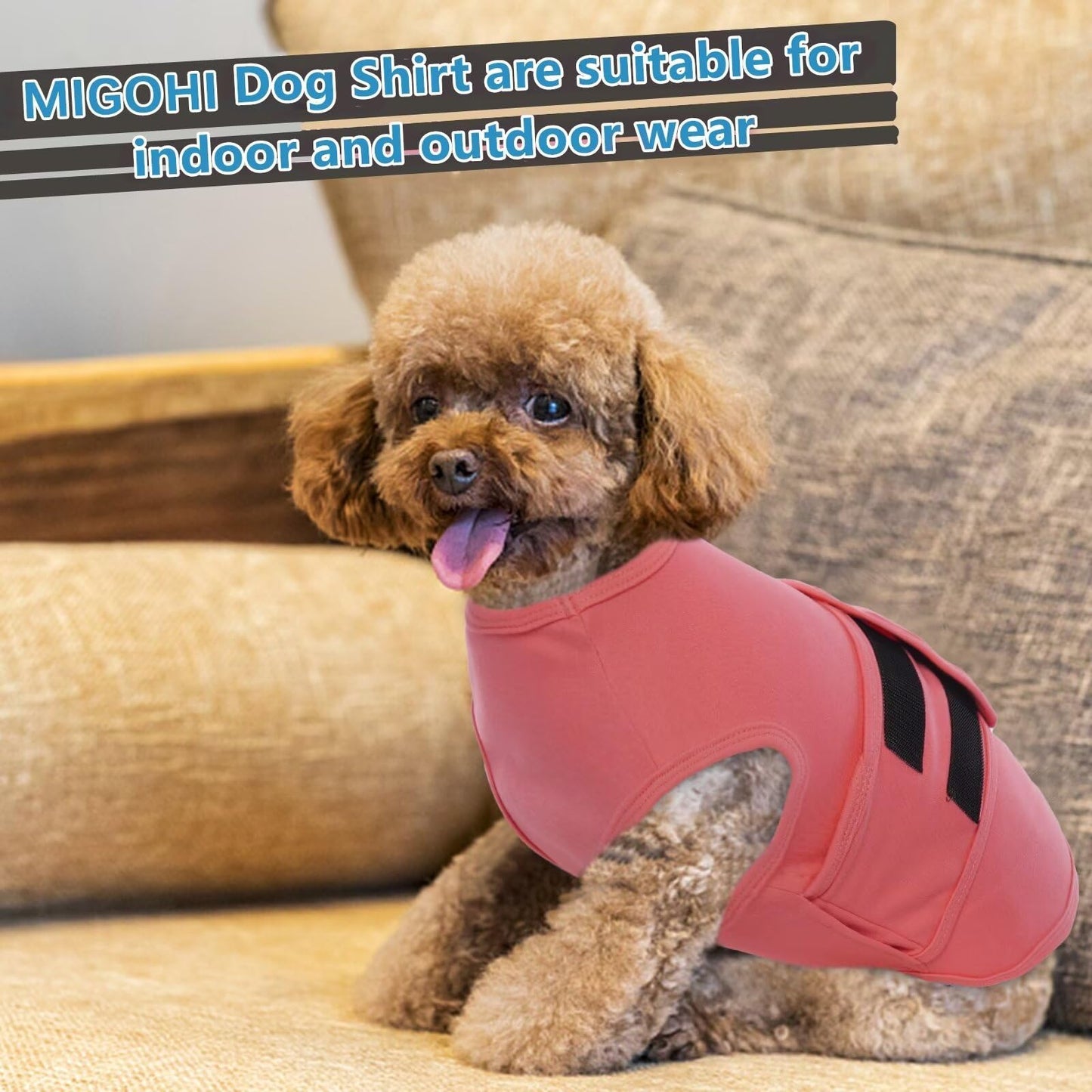 MIGOHI Adjustable Calming Vest for Large Dogs - Anxiety Relief for Thunderstorms, Fireworks, Travel & Separation - Shell Pink, L