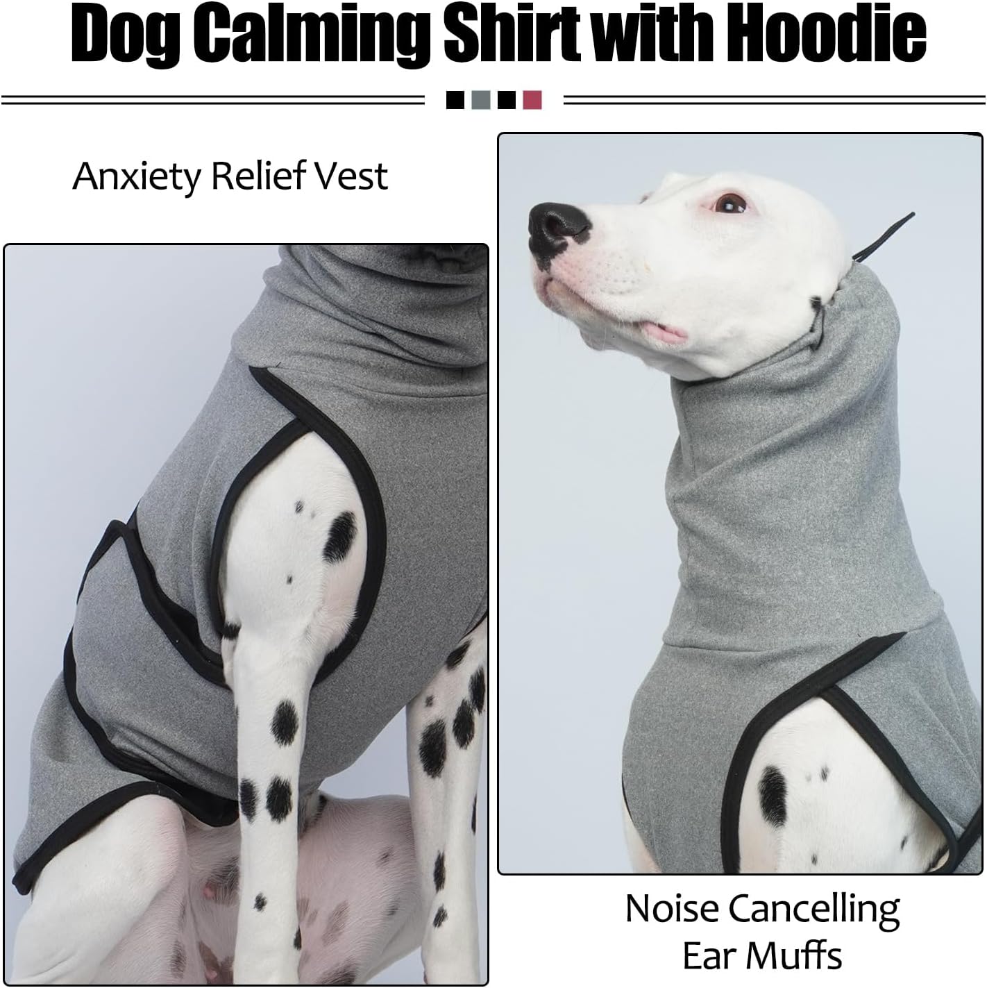 DENTRUN Dog Calming Vest Anxiety Relief Shirts with Ear Wraps, Soft Dog Hoodie Noise Cancelling Ear Muffs for Firwork, Comfort Winter Warm Sweater Turtleneck Cold Weather Cozy Coat for Small Dog