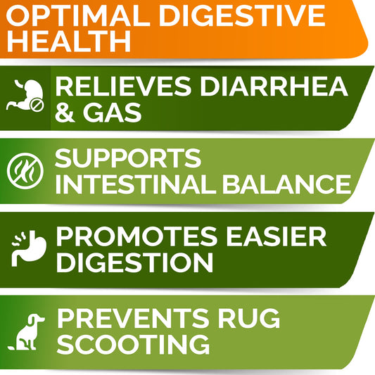 Vet Strength Dog Probiotics for Digestive Health + Digestive Enzymes + Prebiotics - Chewable Fiber w/Pumpkin - Allergy, Diarrhea, Gas, Constipation - 120Ct